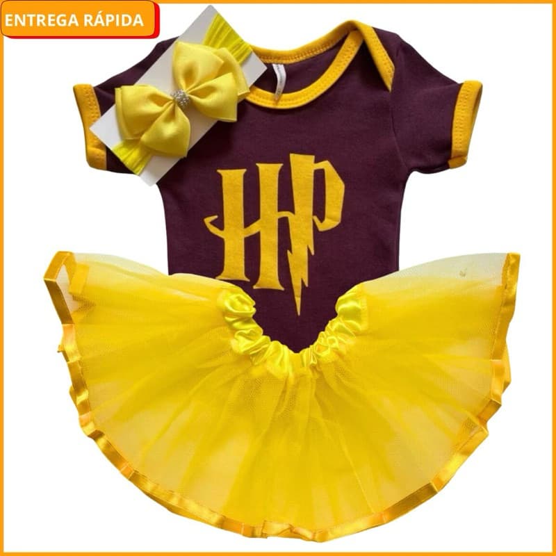 Body Bebê Temático Mesversário Personagem Harry Potter + Laço + Tule