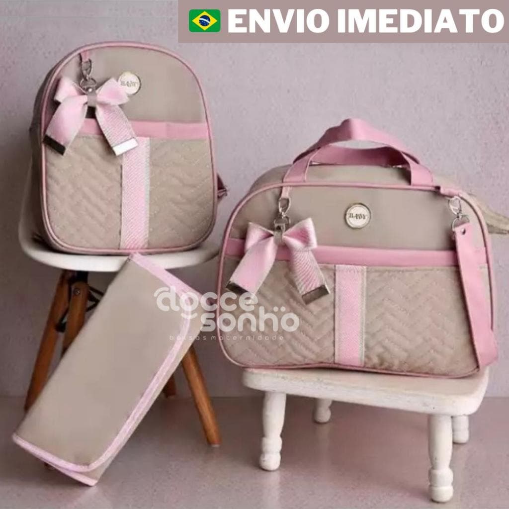 bolsa maternidade com mochila, mala maternidade de bebê menino/menina com 3 peças(AD 3P)