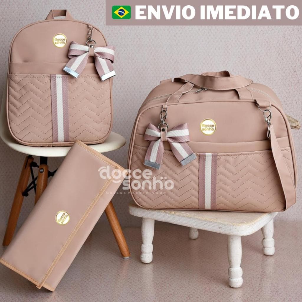 bolsa maternidade 3 peca com mochila, kit mala maternidade de bebê menino/menina(AD 3P)