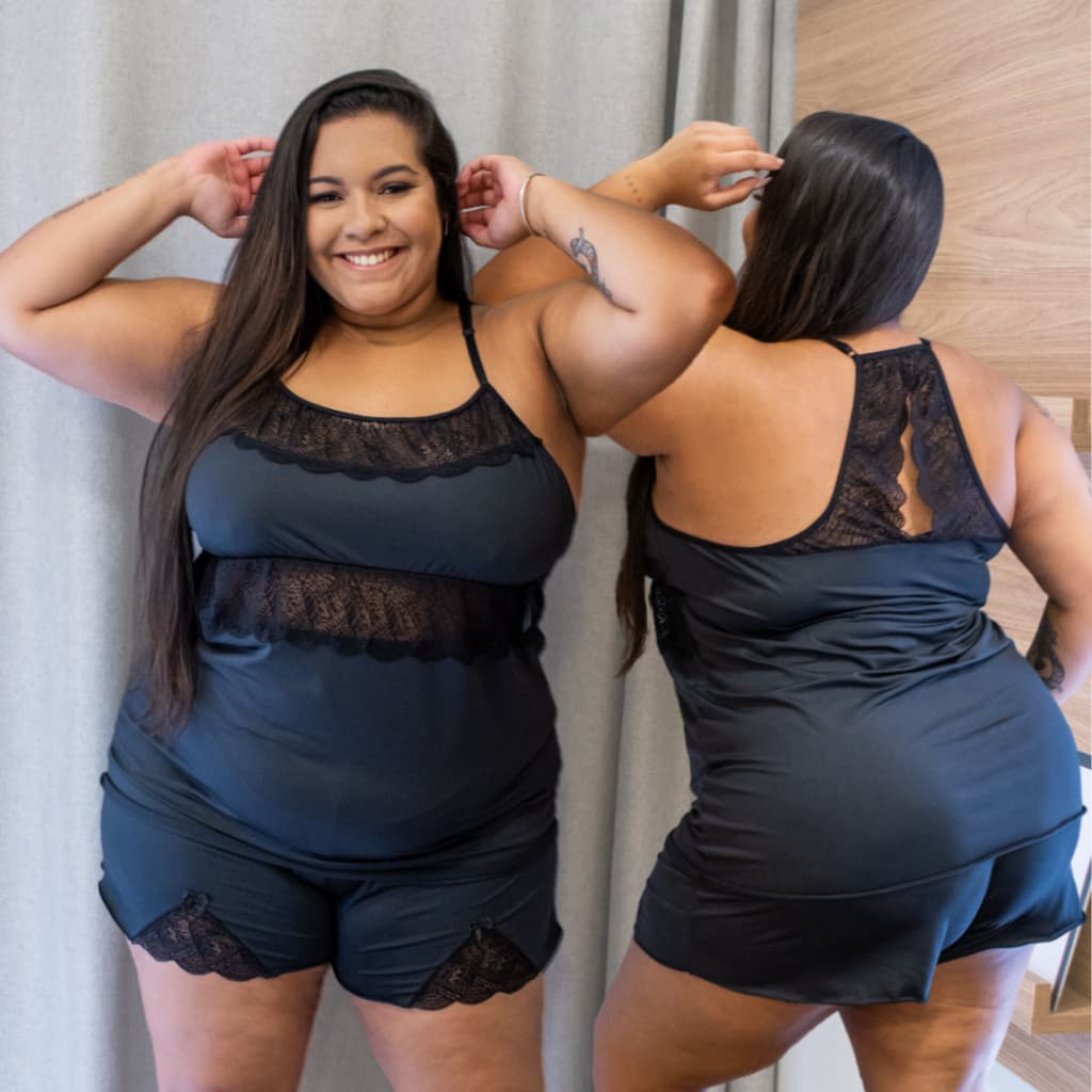 Pijama Plus Size 50 52 54 56 Confortável com Renda Tamanho Especial  Linha Noite Roupa Dormir Grande - LIT Modas
