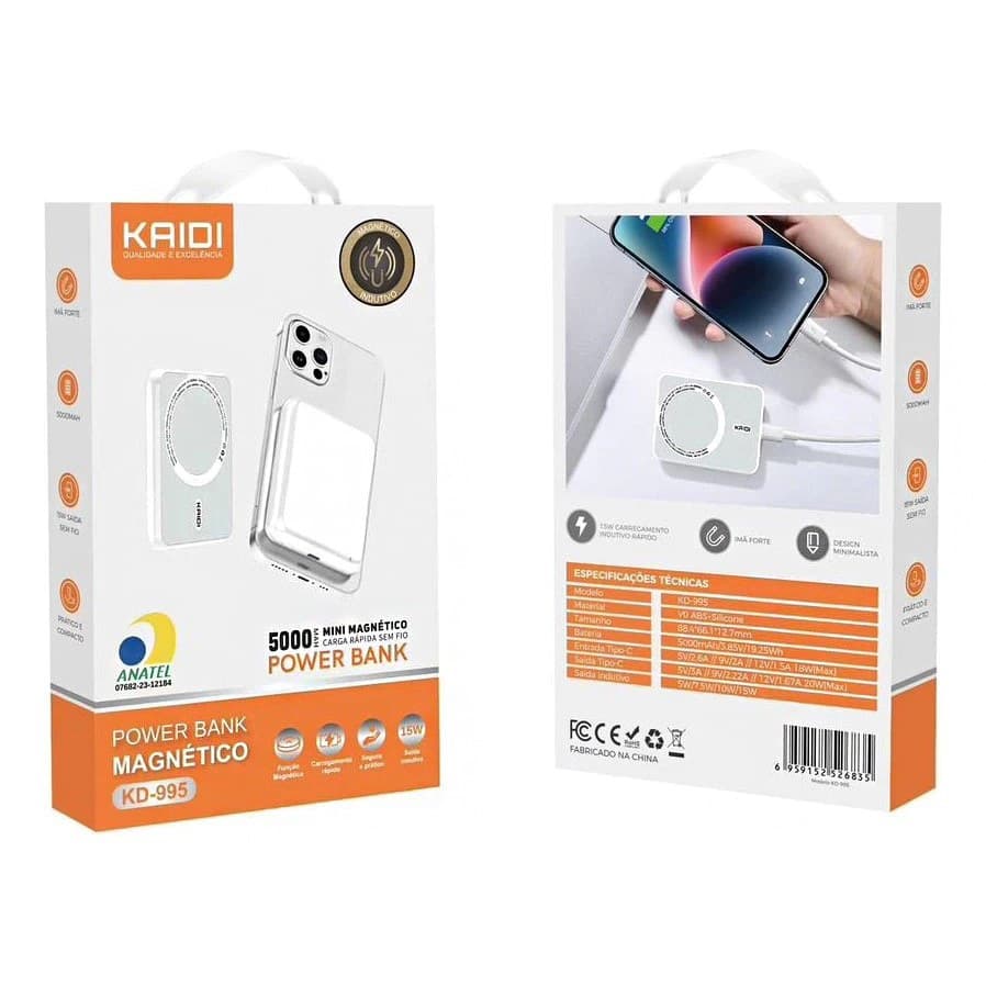 Power Bank Magnético Carregamento Por Indução 5000mAh PD20W KD-995
