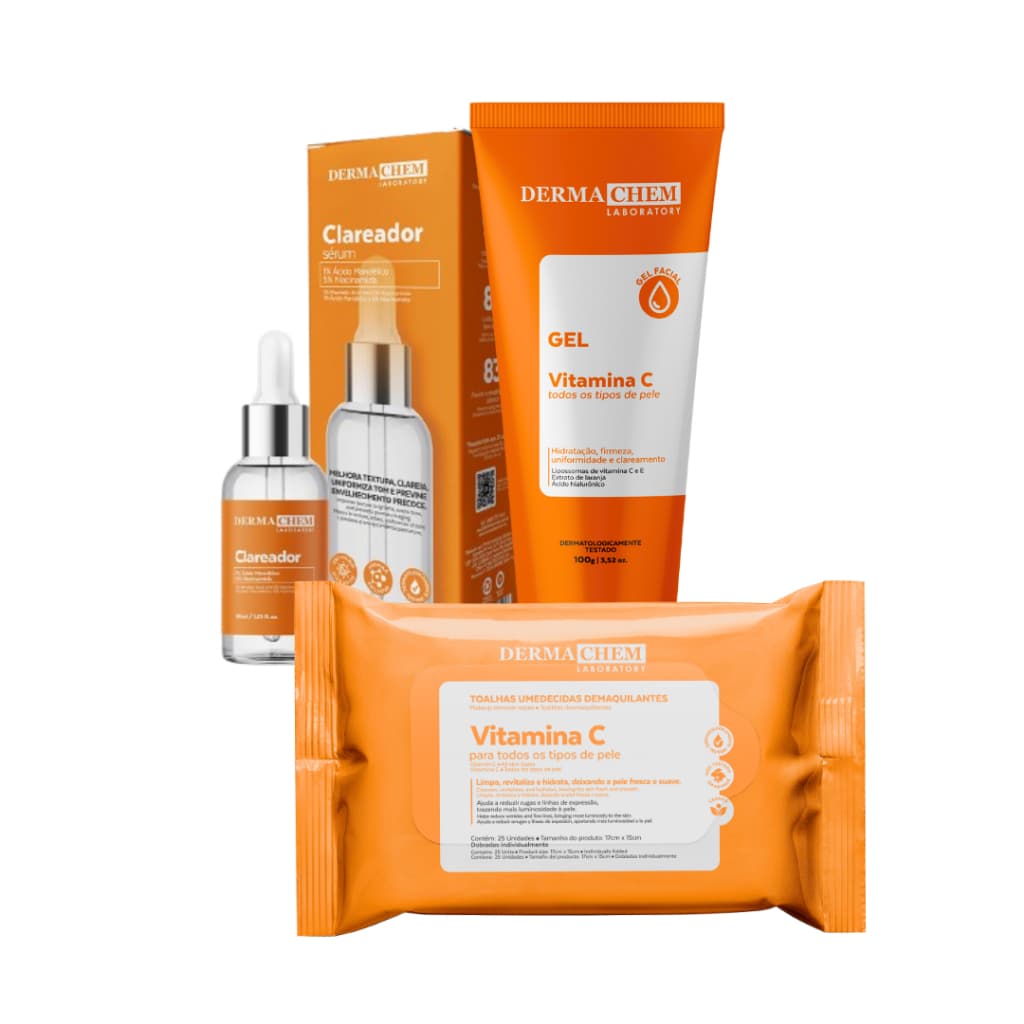 Kit Vitamina C  - Dermachem, Clareamento suave, Prevenção do envelhecimento Iluminação da pele e Pele macia e uniforme