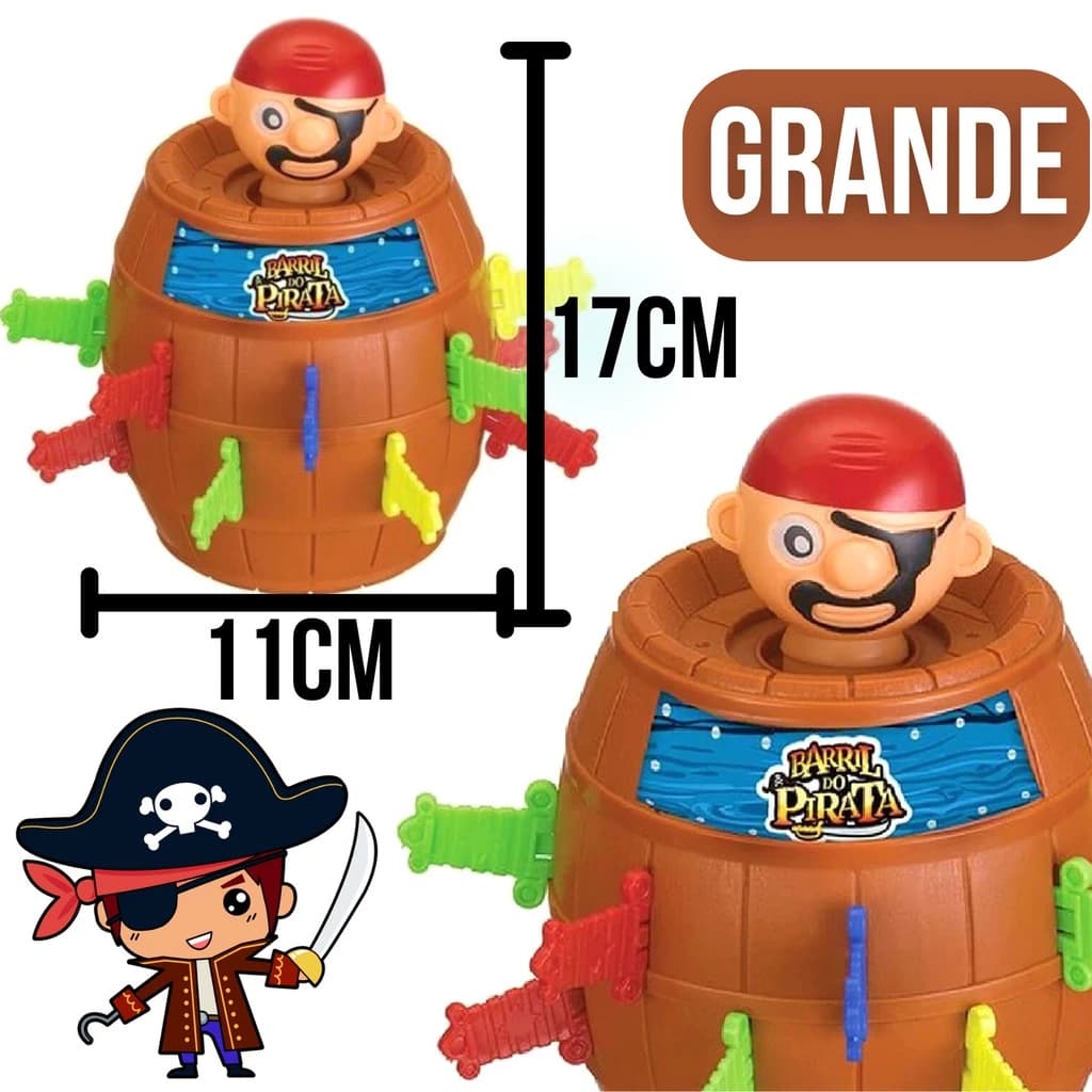 Barril Pirata Pula Pirata Brinquedo Infantil Educativo Espadas Medio Crianças Jogo de Mesa