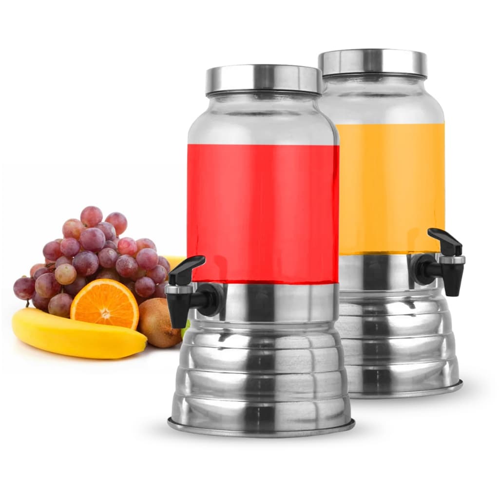 Kit com 2 Suqueiras De Vidro Com Torneira Suporte Dispenser 3 Litros