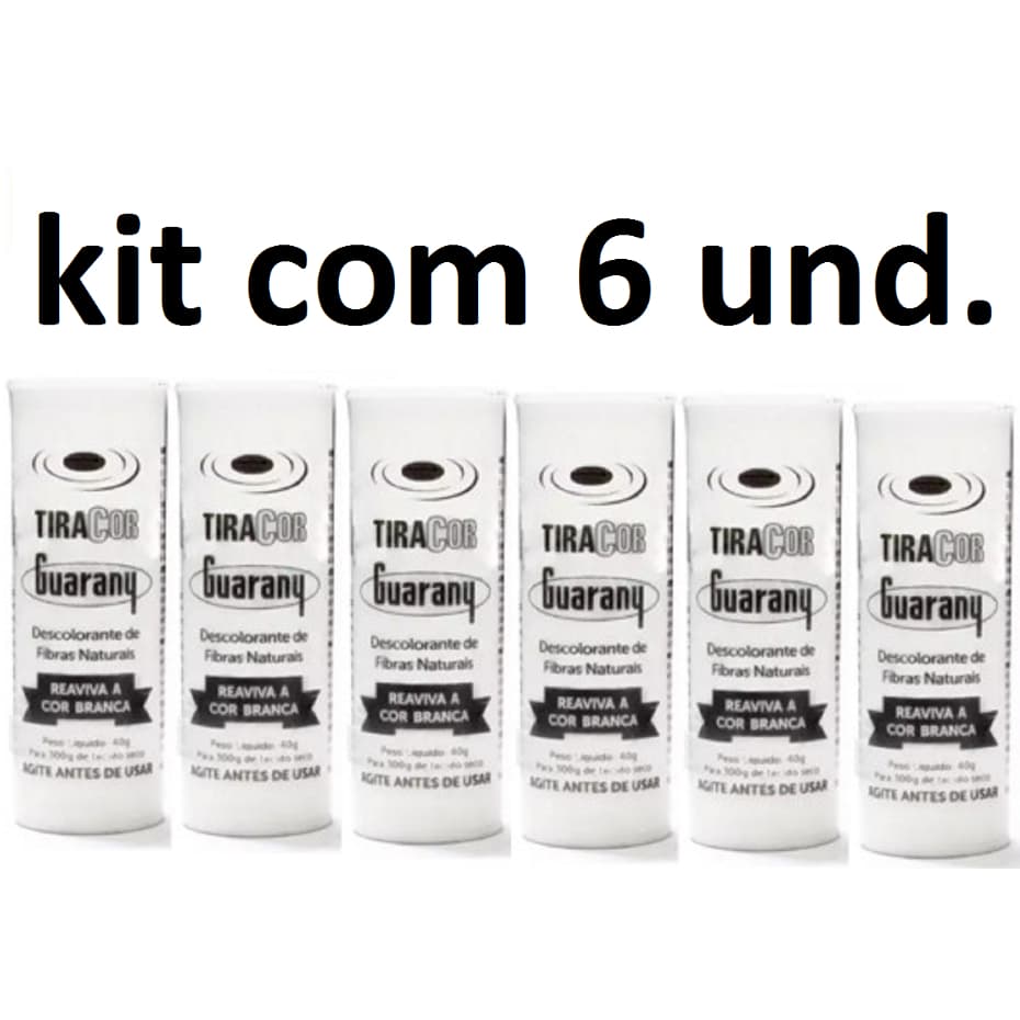kit 6 Descolorante Tiracor Guarany para Fibras Naturais 40g