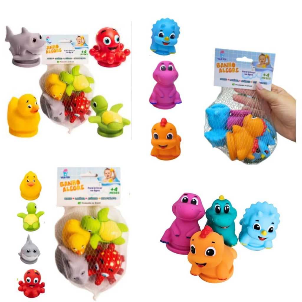 Kit 4 Brinquedos de Banho - Dinos e Marinhos - VilaToy
