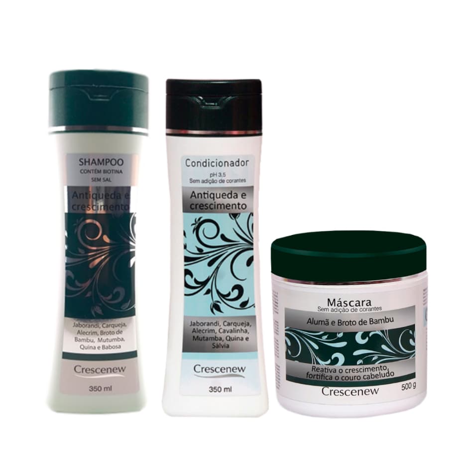 Kit Tratamento Fortalecedor Capilar Jaborandi 3 Itens Completo - Crescenew