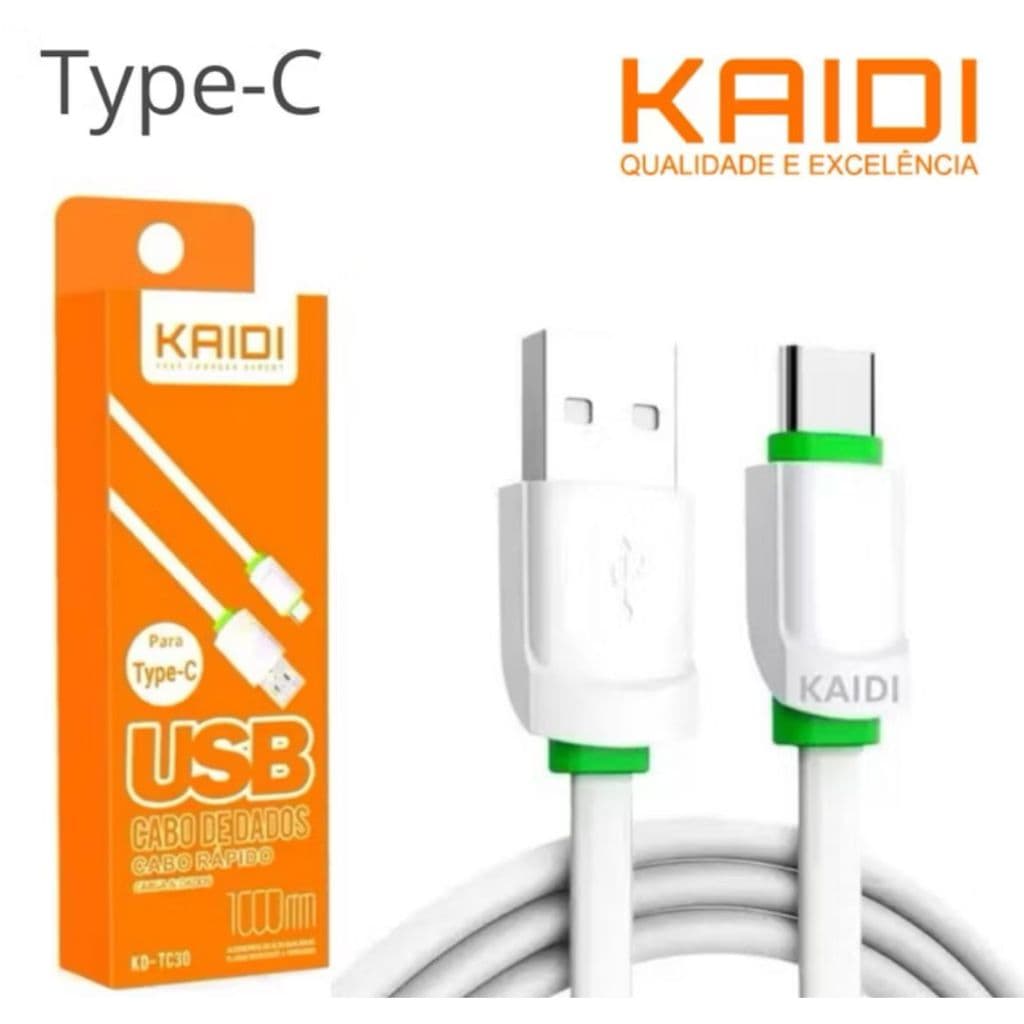 Cabo para Celular de Carga e Dados Cabo Rápido USB para Tipo C 1m 1000mm Kaidi Original KDTC30