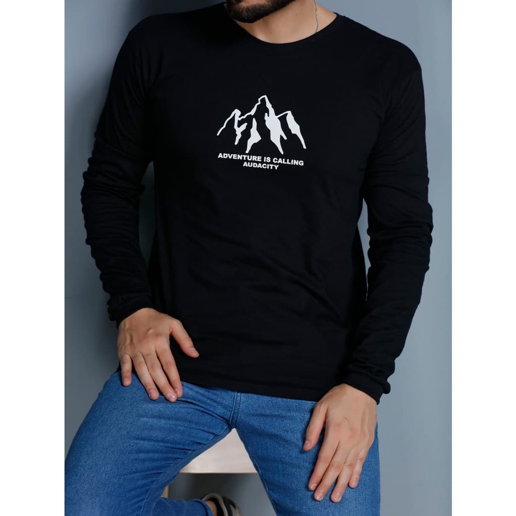 camiseta manga longa masculino gola redonda Montanha