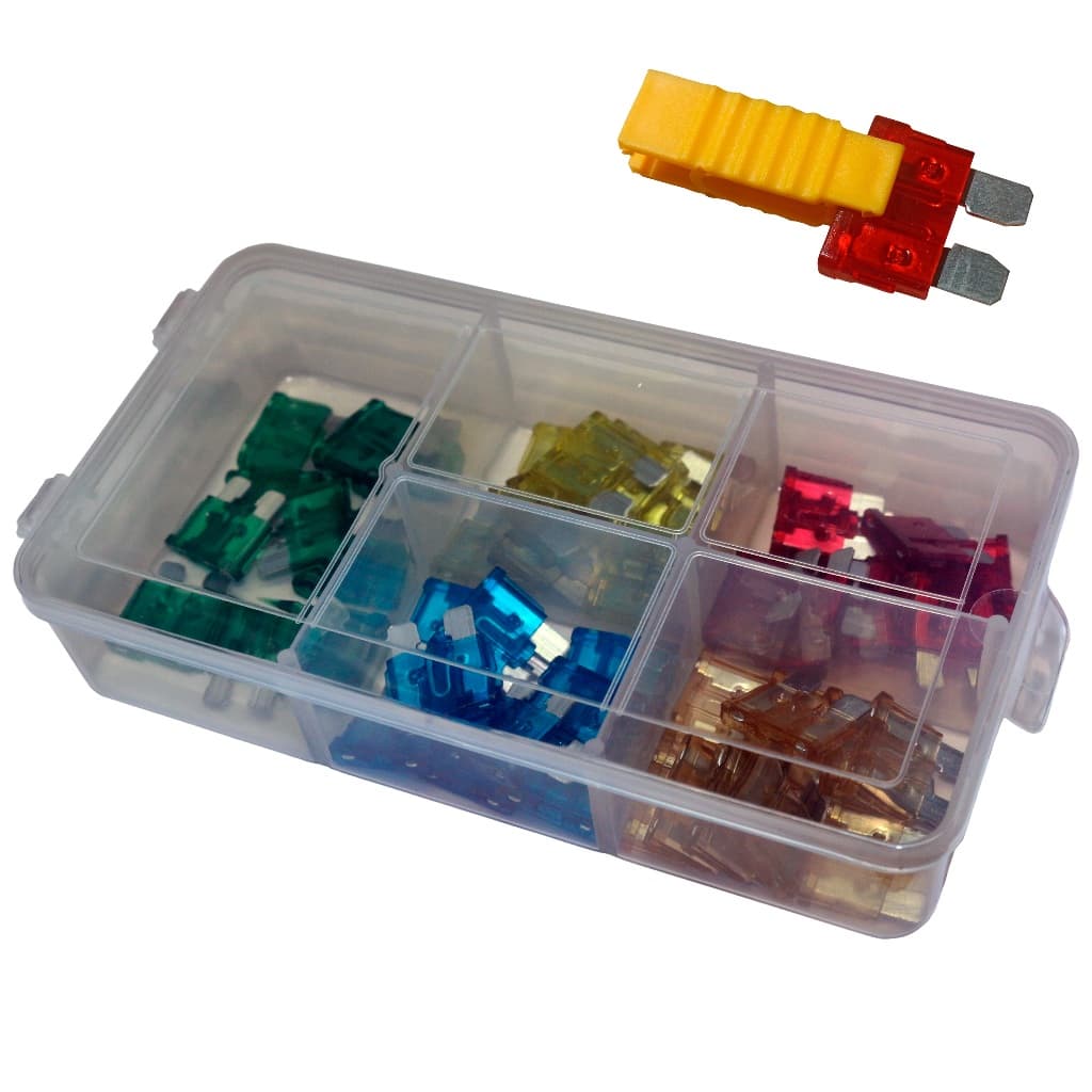 Kit Fusível Com Estojo 10a 15a 20a 25a 30a Com 100 Peças com sacador de Fusivel