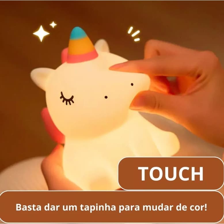 Luminária Unicórnio Touch Recarregável Luz Colorida Abajur