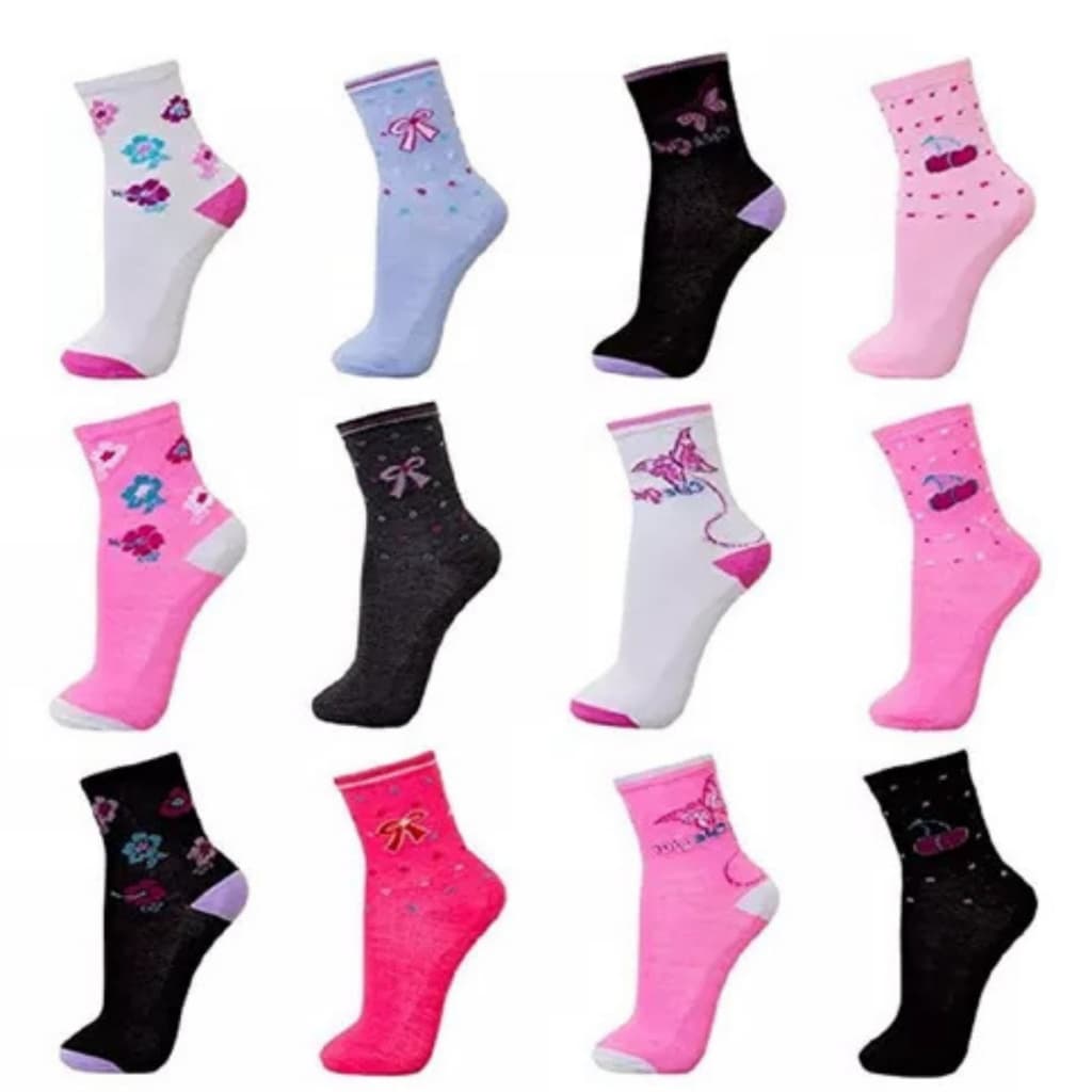 Kit 6 Pares Meias Feminina Cano Longo Alto Algodão Confortável Divertidas Leves Inverno Verão