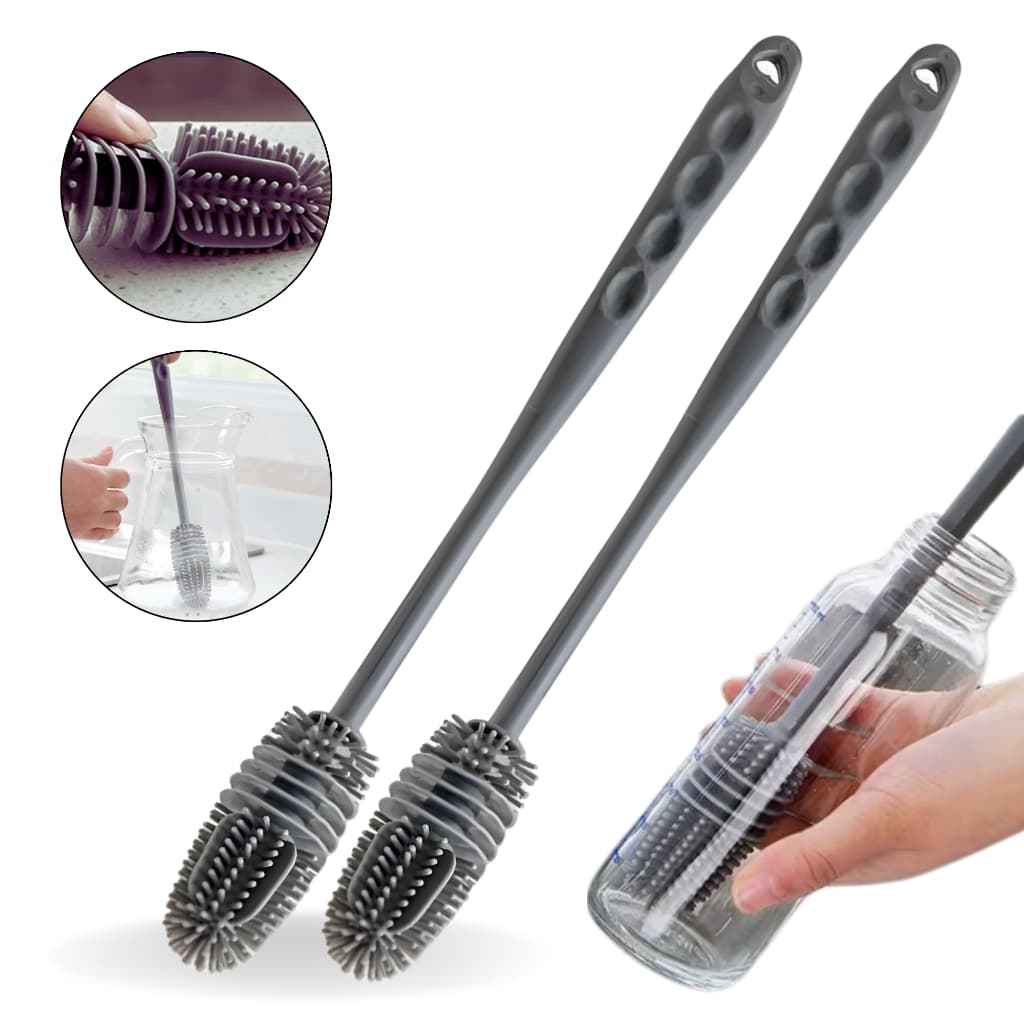 Escovas de Silicone para Limpeza de Mamadeira, Garrafa e Copos – 2 unidades