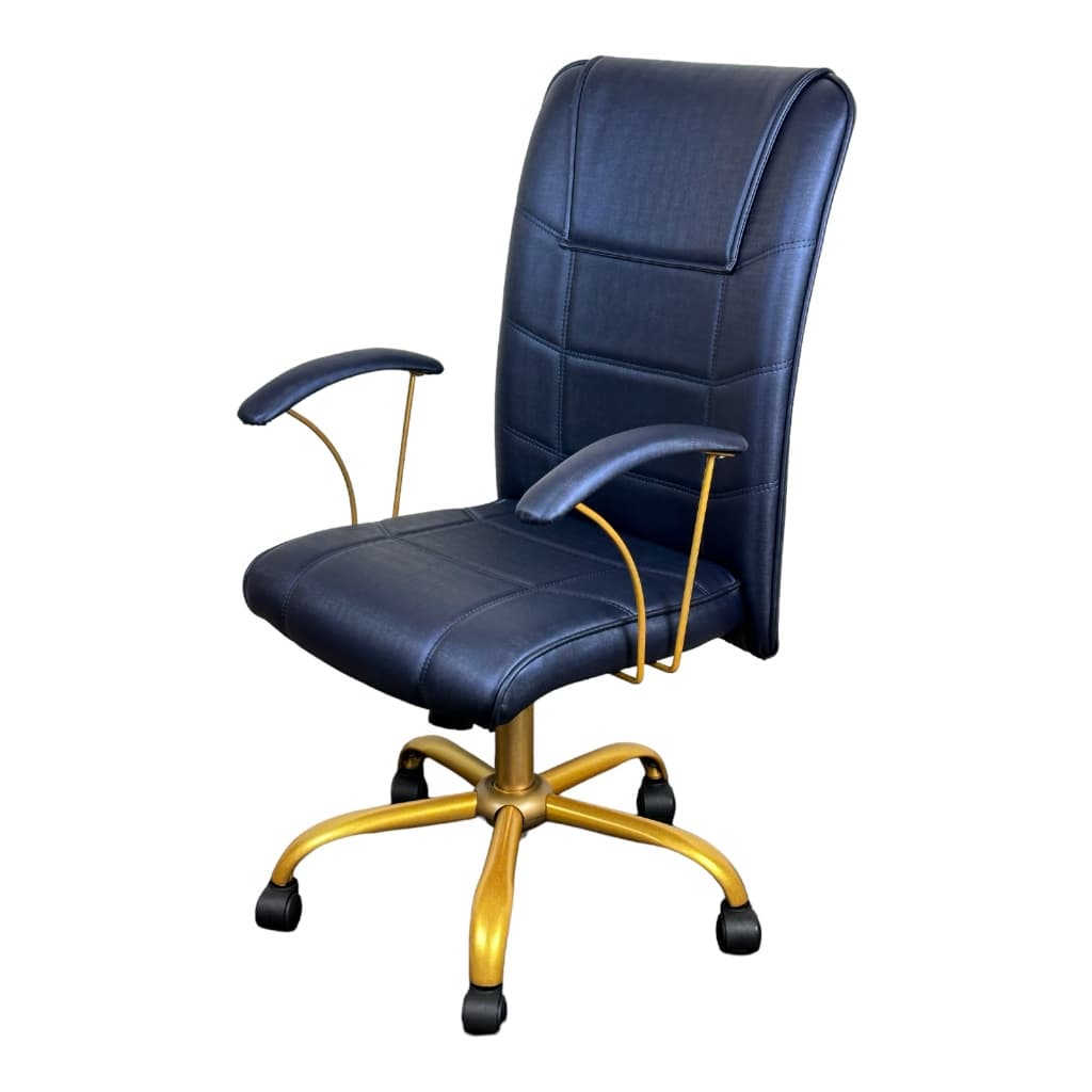 Poltrona de Escritório Presidente Novara - Azul- Base Dourada Giratória