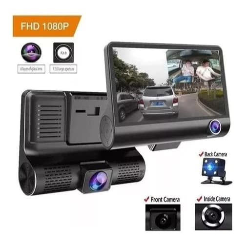 Camera Veicular Automotiva Gravação Full Hd Frontal Ré Lcd 4 com cartão de memória 32Gb