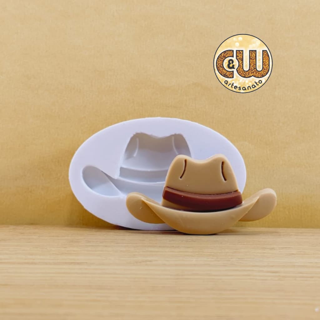 Molde Silicone Chapéu de Cowboy / Vaqueiro / Fazenda  - Decoração, Confeitaria e Artesanato – Biscuit - Festa