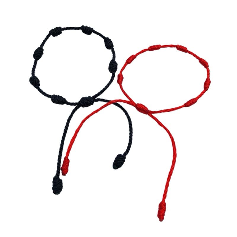 Kit 2 Pulseira Vermelha e preta De Sete 7 Nós Kabbalah cabala Original