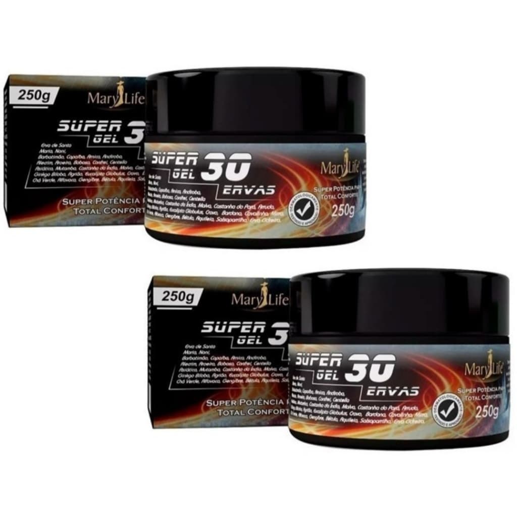 Kit 2un Super Gel 30 Ervas Efeito Gelo Quente 250g - Mary Life