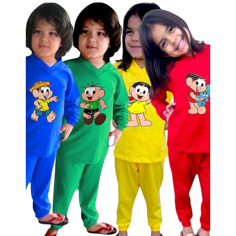 Pijama Infantil Longo Turma da Mônica Menino Menina Masculino Feminino