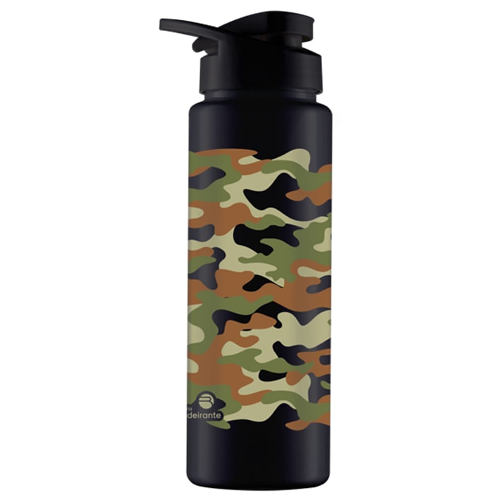 Garrafa Squeeze 750ml Camuflado Academia Bike Escola Resistente Sem Vazamento Para Dia a Dia