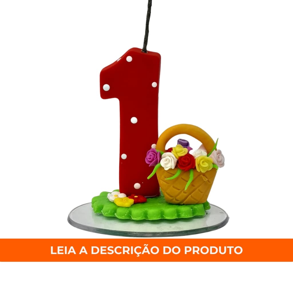 Vela Aniversário Personalizada Topo de Bolo Biscuit Tema Piquenique - Chapeuzinho Vermelho - Jardim - Cesta de Flores