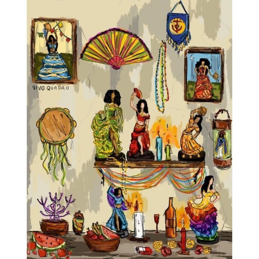 Quadro Decorativo Altar de Ciganos OPTCHÁ UMBANDA