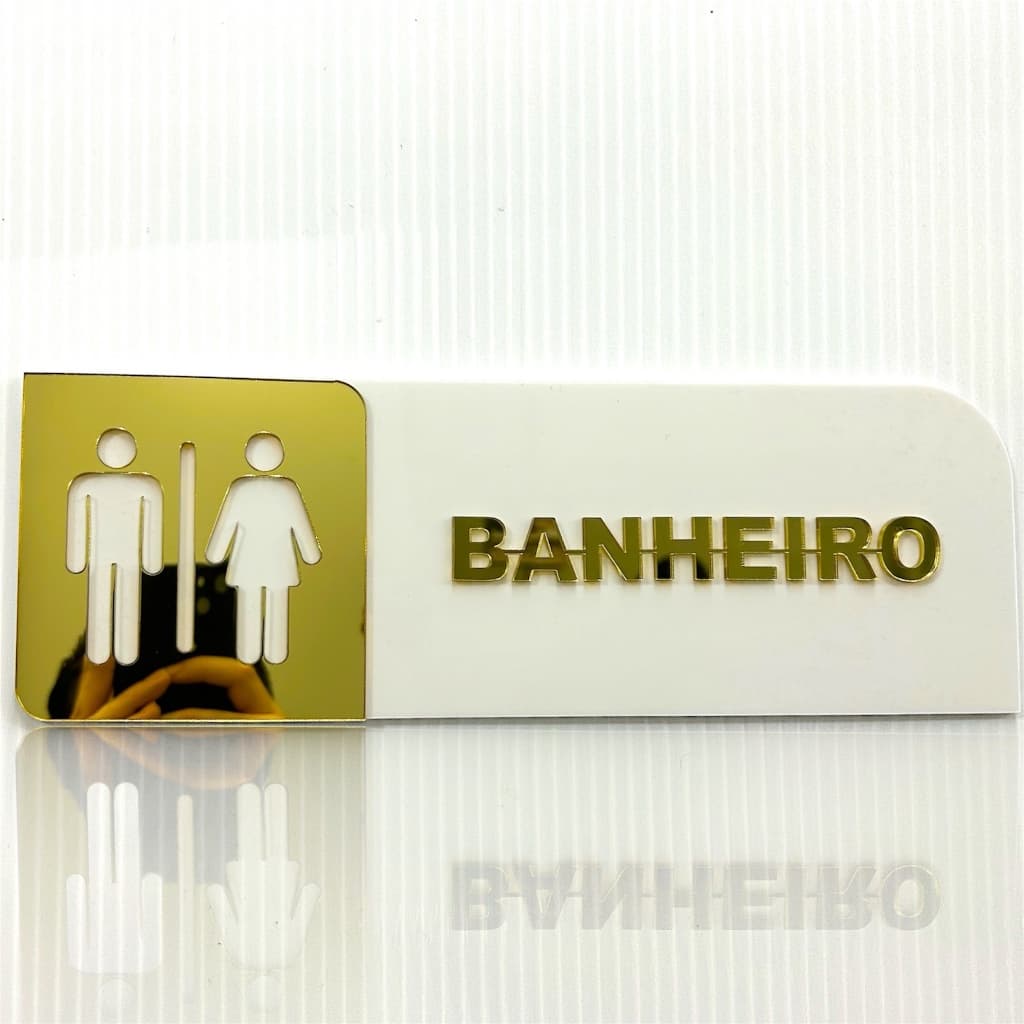 Placa Sinalização e Decoração do Ambiente Para Portas com Acrílico Espelhado 10x30cm