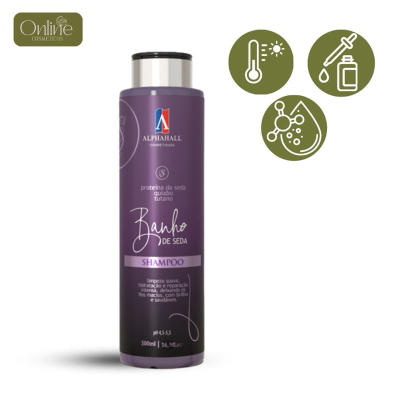 Shampoo Banho de Seda Manutenção 500 ml Alphahall Cabelos e Cosmeticos
