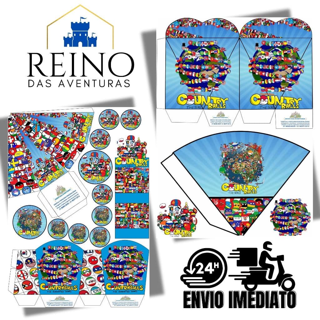 Envio imediato - TEMA COUNTRYBALLS Kit 85 ou 170 Lembrancinha Festa de Aniversário (sem nome)