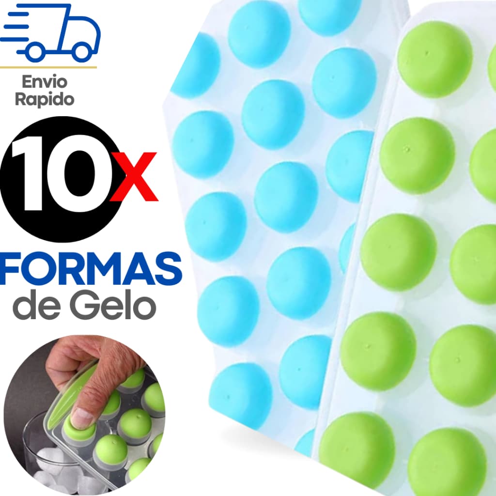 Kit 10 Forma Gelo Ice Flexivel Forminha Fundo Silicone 18 Cubos Alimentos Frutas Papinha