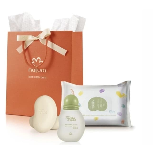 Kit Mamãe e Bebê Natura 3 Itens - Colônia Tradicional 100 ml + Lenço 16 folhas + 2 Sabonetes