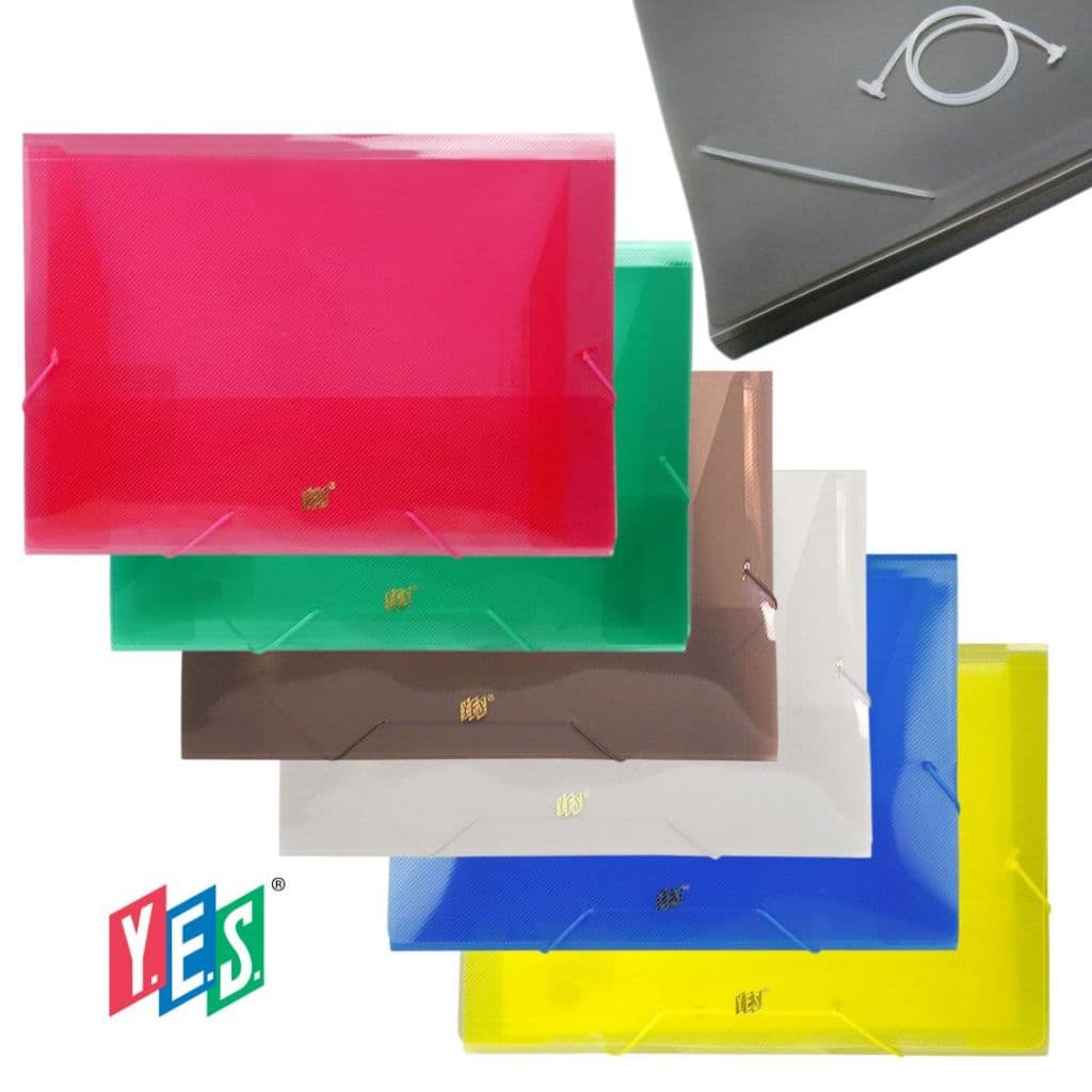 Pasta Aba Elástica YES fina tamanho Ofício transparente colorida com elástico de silicone P02BS