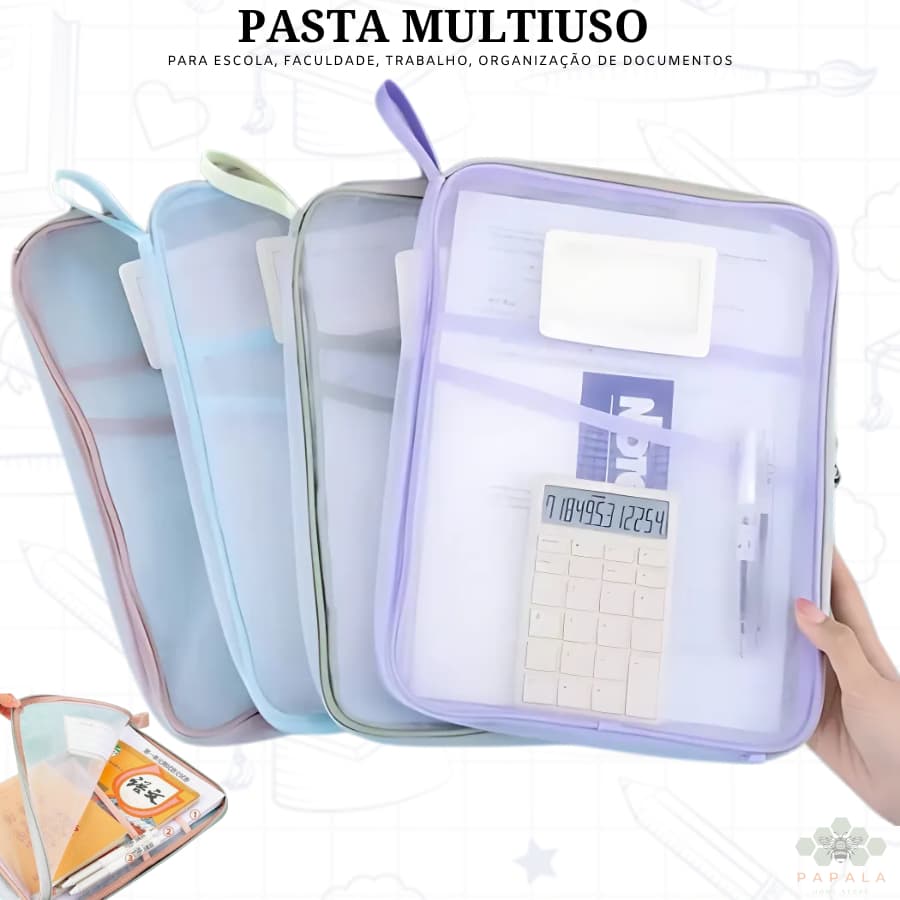 Pasta Multiuso Para Arquivas Documentos Organizadora Para Trabalho Faculdade Escola Nylon
