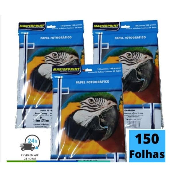 Papel Fotográfico Foto 180g A4 Glossy Brilhante Resistente a Água (150 Folhas) Masterprint