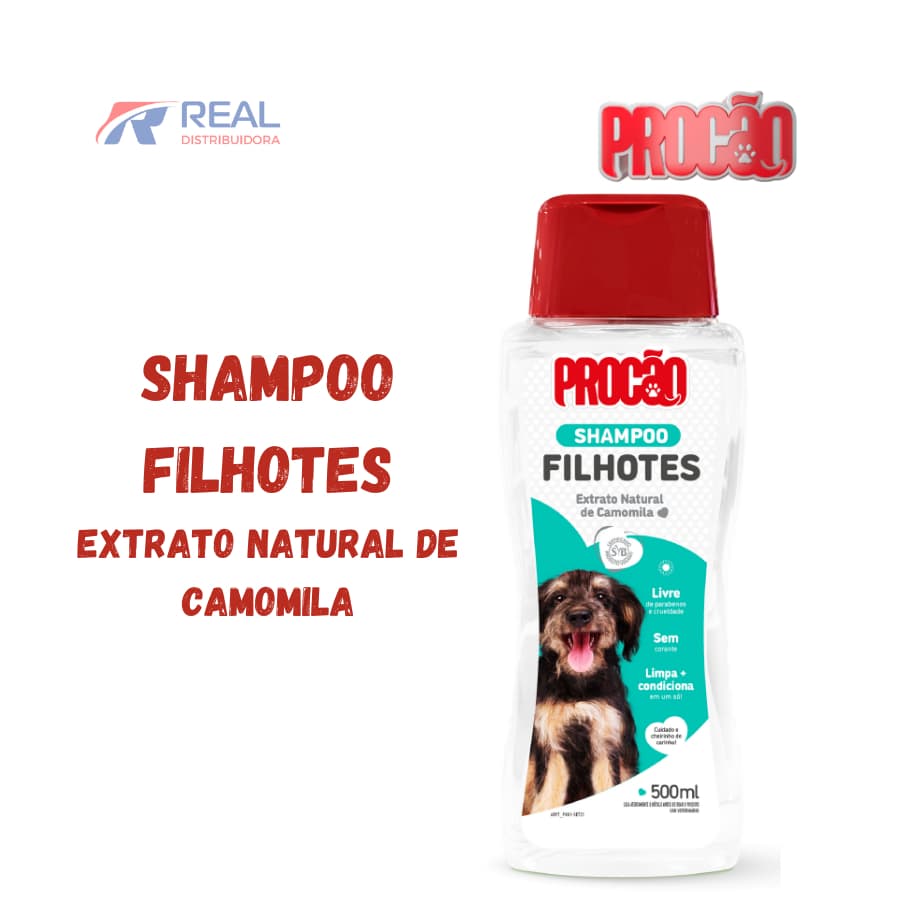 Shampoo Procão Filhotes 500ml – Limpeza Suave com Óleo de Amêndoas, Camomila e Maracujá