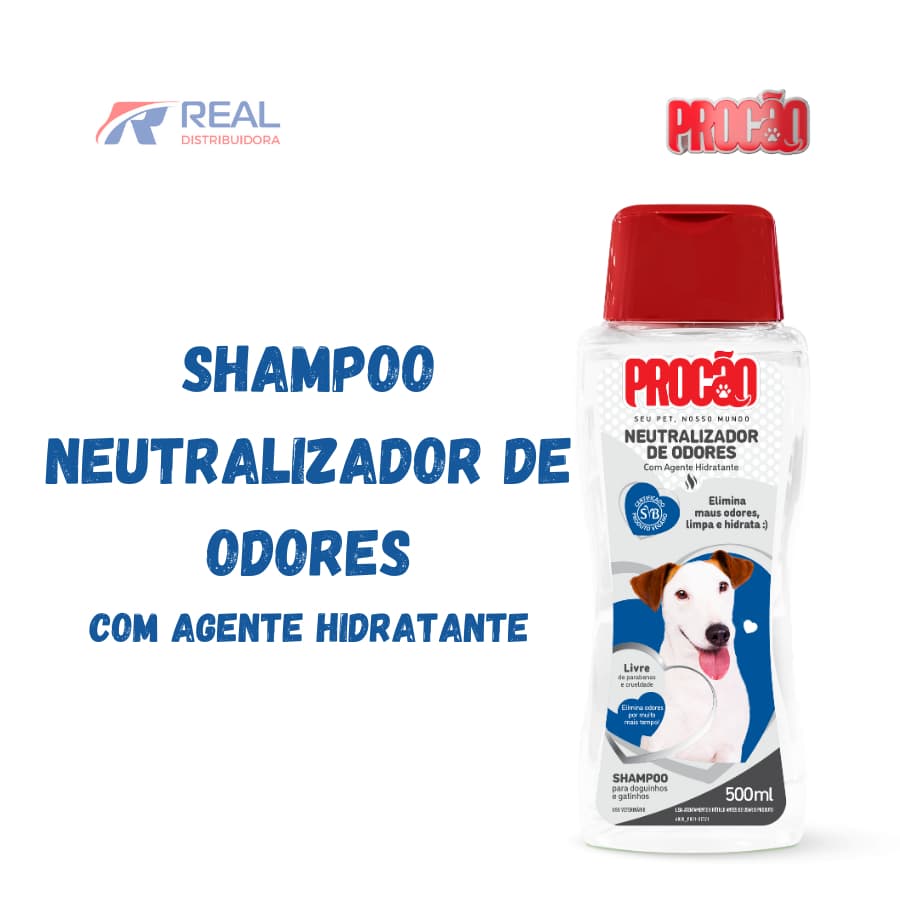 Shampoo Neutralizador de Odores Procão 500ml – Para Cães e Gatos, Limpeza Profunda e Perfume Suave