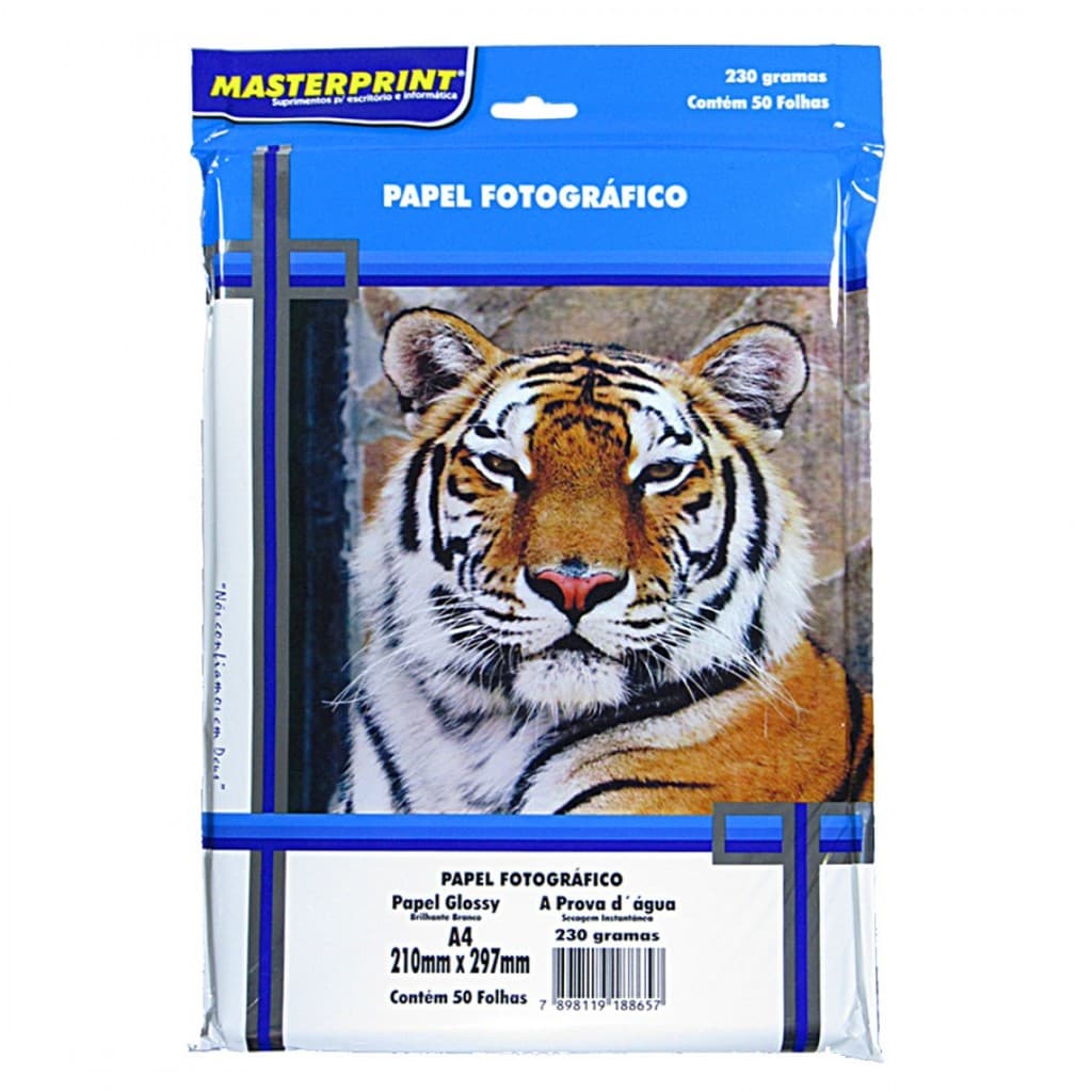 Papel Fotográfico A4 Glossy 230g - 50 Folhas Masterprint (MM)