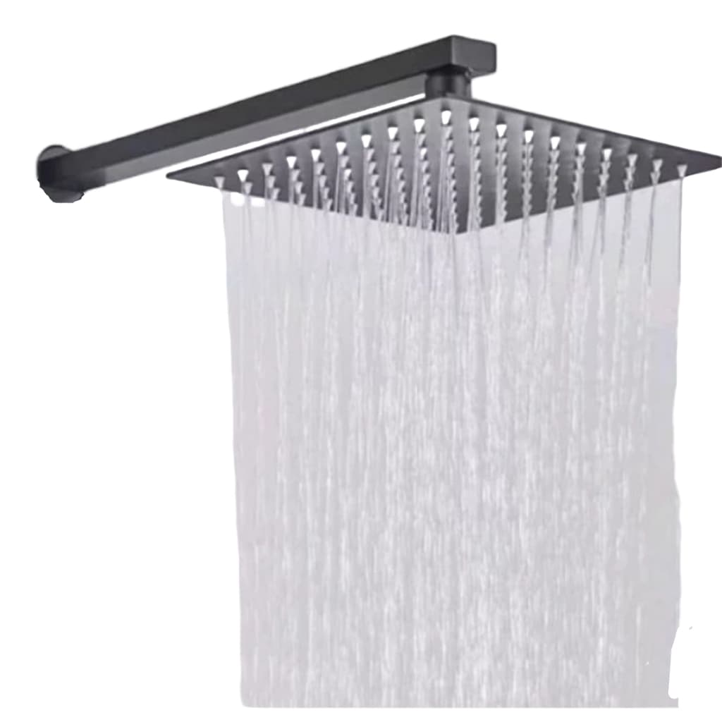 Chuveiro Ducha 20x20 Black Fosco Slim Inox Com Braço 40 Cm