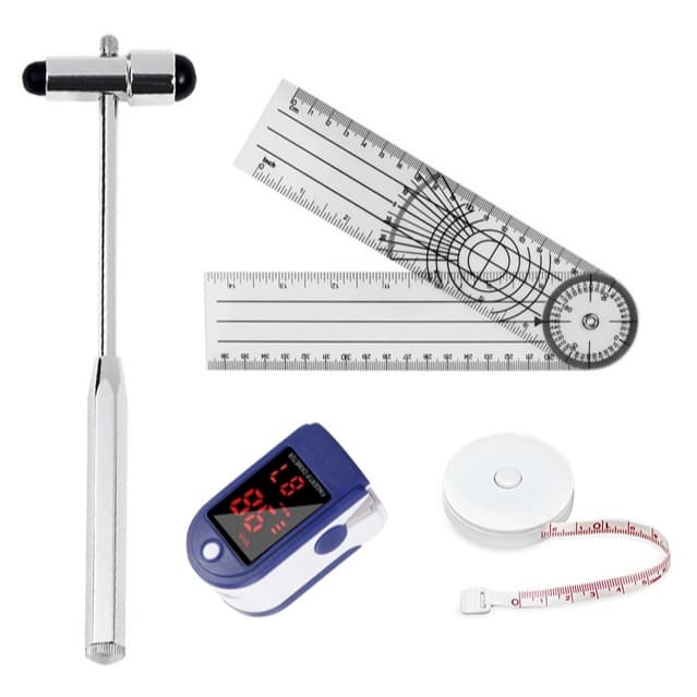 Kit Goniômetro Grande 36cm + Oxímetro Dedo + Martelo de Buck - Trena - Saúde/Fisioterapia/Enfermagem