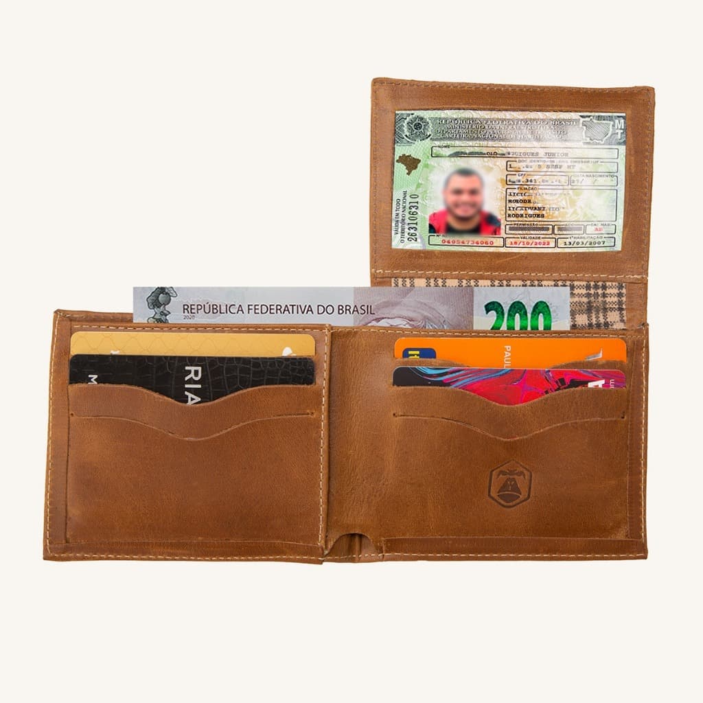 Carteira Tampa Couro Legítimo Visor Cnh/cartões/cédulas