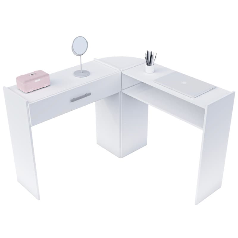 Mesa Manicure Em L Com Gaveta Completa Para Pedicure Nail Designer Estética Moderna