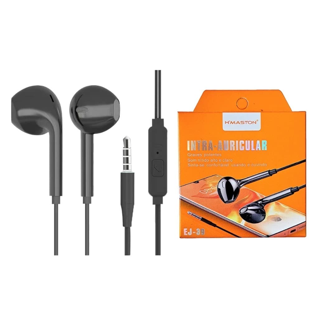Hmaston EJ-39 /AGOLD FN-A07 Fones de Ouvido com Fio 3.5mm intra-auricular 1,2 metros