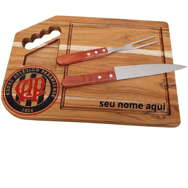 kit churrasco personalizado time e nome com kit facas