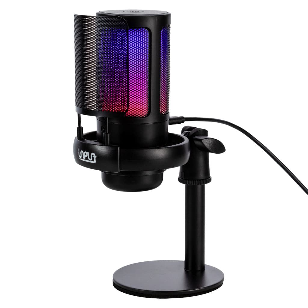 Microfone Condensador com luzes BR LED RGB, Conexão USB, Alta Fidelidade e Redução de Ruídos, marca Cabos & Plugs