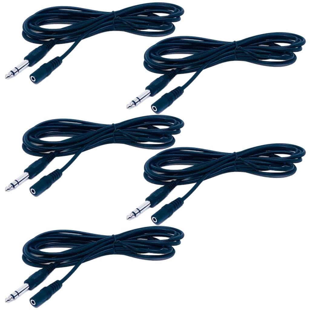 Kit 5 Cabo Extensao Extensor P2 Femea X P10 Macho Estereo Fone De Ouvido 5m