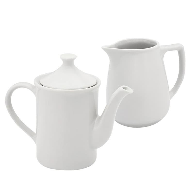Jarra 920Ml + Bule 650ml em Porcelana Branca para Cantinho do Café