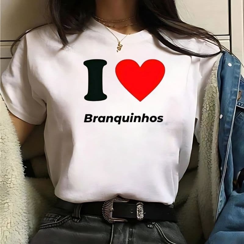 Camisa Baby Look T shirt Eu Amo Branquinhos / Camiseta Feminina