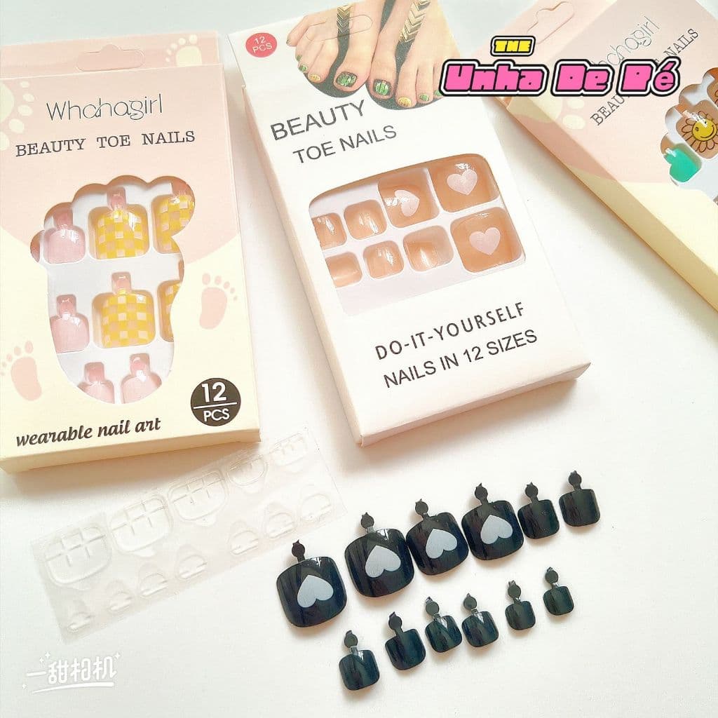 Kit 4 Caixinhas de Unhas Postiças para os pés Sem Repetir Lindas e Decoradas