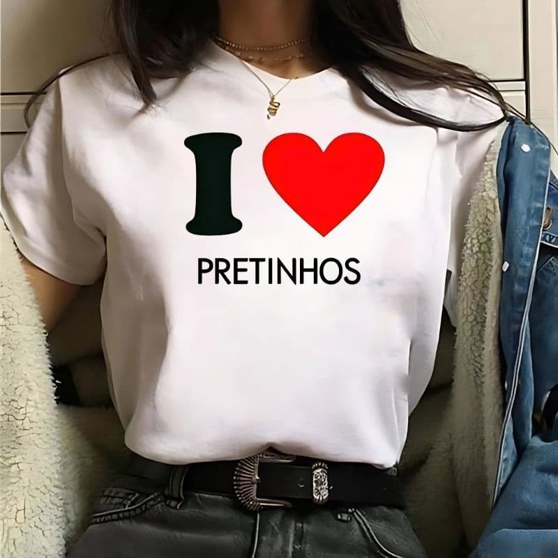 Camisa Baby Look  Eu Amo Pretinhos T shirt / Blusa Feminina