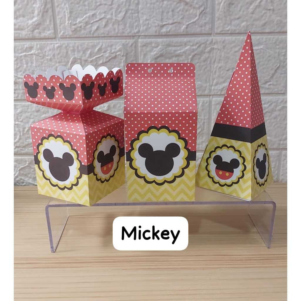Kit Mickey Caixa Milk, Meia Bala e Cone Pirâmide Exclusivos Pegue e Monte Festa Fácil